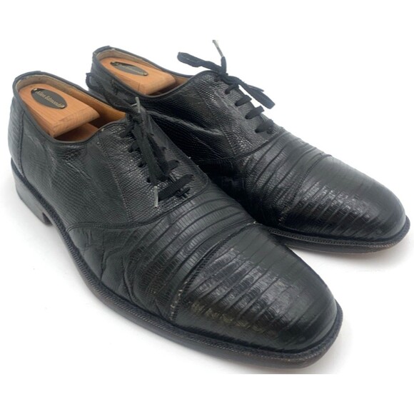 Botticelli Genuine Teju Lizard Black Oxford/Derby Shoes US10-10.5 Made in Italy main image 5